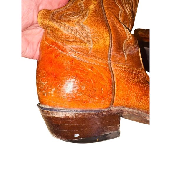 Vintage 90s Tony Lama Mens 8.5D Ostrich Cognac Leather Western Cowboy Boots main image 7